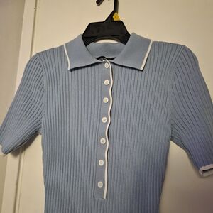 Light Blue Ribbed Maxi Dress